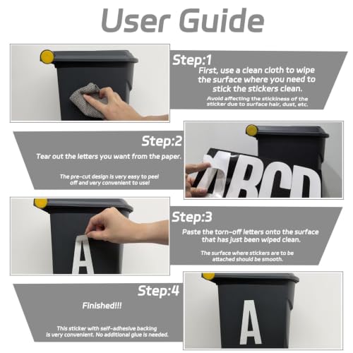 White Large Vinyl Letter Stickers - 6 Inch Self-Adhesive Alphabet & Punctuation, 14 Sheets