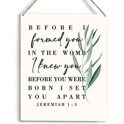 Christian Nursery Decor Before I Formed You In the Womb I Knew You Wooden Hanging Sign Baby Shower Bible Verse Wall Art Nursery Bedroom Decor Nursery Gifts 8 x 10 Inches