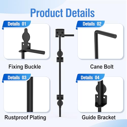 AHYYN 18" Heavy-Duty Cane Bolts for Gates, 2 Pack – Secure Fence & Door Latches