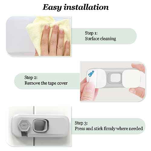 5Pcs Kids Security Refrigerator Locks.Protective Self Adhesive Latches.Pinch Proof Lock for Toddlers and Children.Ideal for Refrigerators,Cabinets,Drawers,Wardrobes and Freezers (Grey)