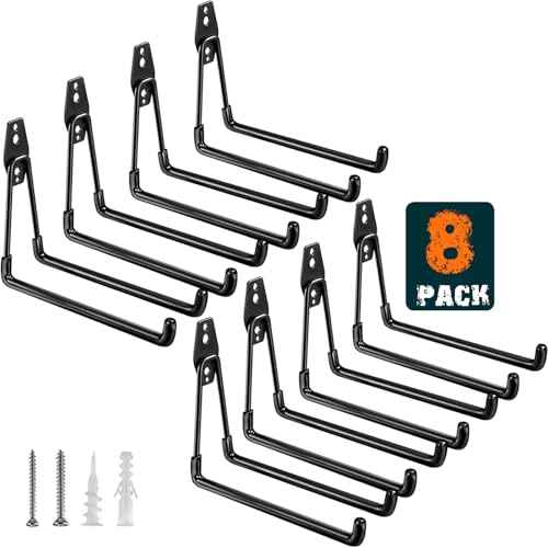 Heavy Duty Garage Hooks 8 Pack, 7.7 inch U Shaped Long Hanger, Wall Mounted Storage System, Power and Garden Tool Organizer, for Hanging Ladders, Bikes, Hose, Bulk Items and More