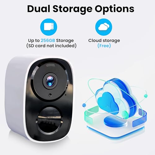 HITELLARCAM 2K Wireless Outdoor Security Camera White - 1 Pack, 2.4G/5G WiFi, Battery Powered, Waterproof, Night Vision, Motion Detection, Siren Alarm