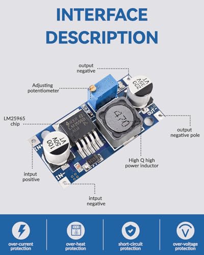 5 Pack LM2596 DC-DC Buck Converter Adjustable Voltage Regulator 3-40V to 1.5-35V
