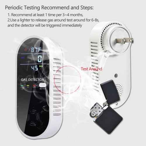 3-in-1 Natural Gas Detector with Temperature and Humidity Display, Plug in Combustible Propane Gas Leak Detector and Audio-Visual Alarm for Home, Hotel (1Pack)