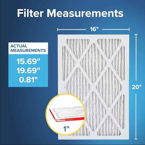 Filtrete 16x20x1 AC Furnace Air Filter, MERV 11, MPR 1000, Micro Allergen Defense, 3-Month Pleated 1-Inch Electrostatic Air Cleaning Filter, 6 Pack (Actual Size 15.69 x 19.69 x 0.81 in)
