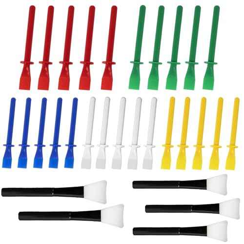 30 Pcs Silicone Glue Brush and Plastic Spreader Set, Colored Plastic Glue Applicators for Woodworking Crafts, DIY Projects, Timber, Paper and Handicrafts, Durable and Easy-to-Clean