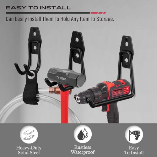 Heavy Duty Garage Wall Hooks Set - 15 Steel Organizer Hangers for Tools & Bikes
