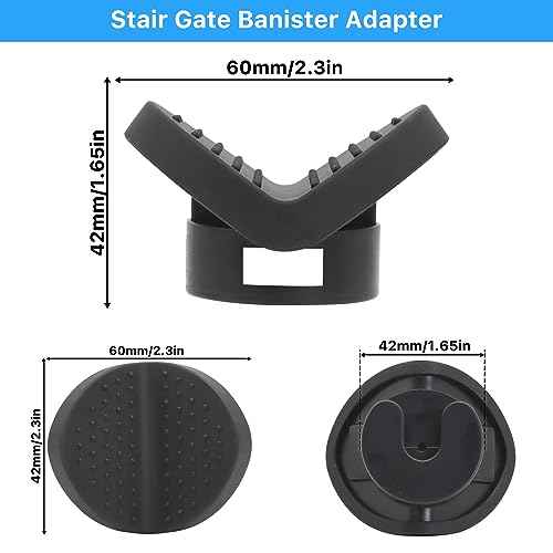 2 Pack Baby Gate Banister Adapter for Pressure Mounted Stair Gates Universal Hardware Parts Kit Baby and Dog Gate for Stairs No Drilling (Black)