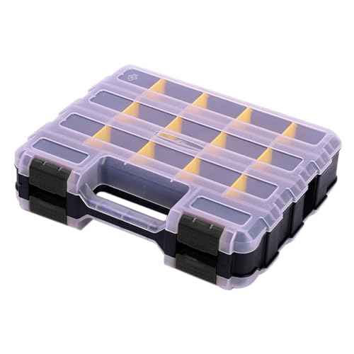 Tool Box Storage Organizer, TONGQI 34-Compartment Double Side Small Parts Box with Removable Plastic Dividers for Hardware, Screws, Bolts, Nails, Jewelry and Fishing Accessories, 2 Pack
