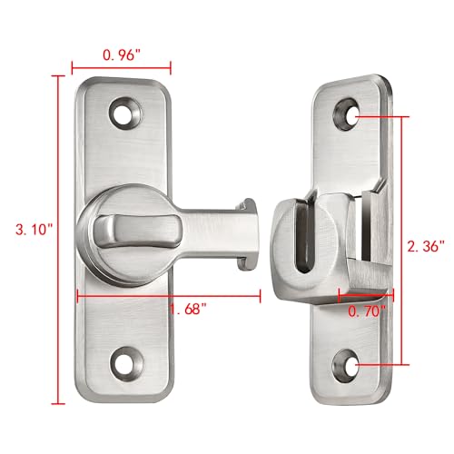 INIRET Silvery 90/180 Degree Flip Latch Zinc Alloy Barn Door Lock - Variation 1