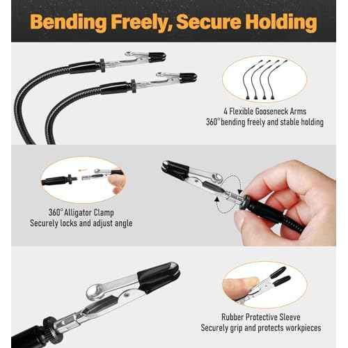 Magnetic Helping Hands Soldering Station with 6X Magnifying Glass, Third Hand Soldering Tool 4 Flexible Arms Solder Holder Helper Hand Magnifier for Repair Electronic Jewelry Crafts