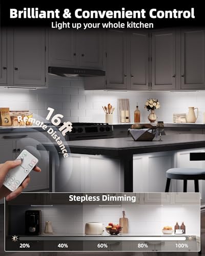 EZVALO 5-Pack Rechargeable Under Cabinet LED Lights with Remote & Charging Station - Cool White