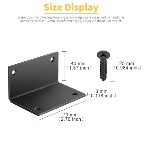 IronArtistry Heavy Duty Black 2.76 Inch L-Shaped Corner Brackets with Screws - 8 Pack for Furniture & Woodworking