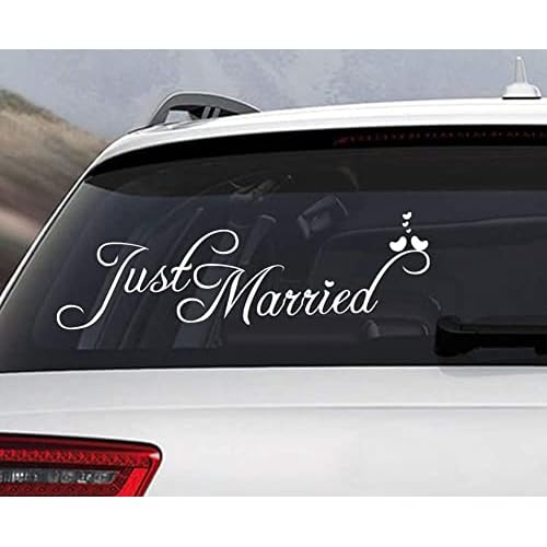 Just Married Car Decals Just Married Vinyl Window Sticker Church Wedding Anniversary Decorations White