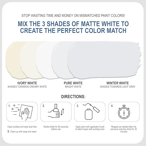 Sundaze Matte White Touch-Up Paint Pen Kit for Walls & Cabinets - 3 Shades