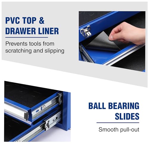 WORKPRO 18-Inch Tool Box with 2 Drawers & Top Storage - Blue