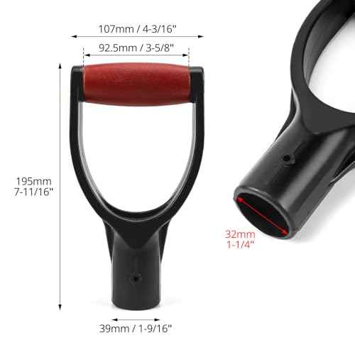 QWORK 2 Pack 1-1/4" Polypropylene Plastic Spade Handle Shovel D Grip Handle for Digging Raking Tools