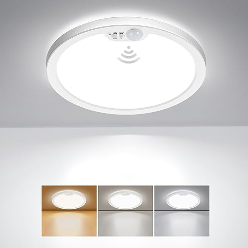 BLNAN 8.7 Inch White Motion Sensor Ceiling Light with 3 Color Temps, Wired Flush Mount, 1 Pack