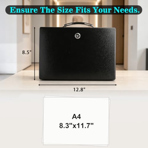 Large Fireproof Document Safe Box with Key Lock - Black, xydled