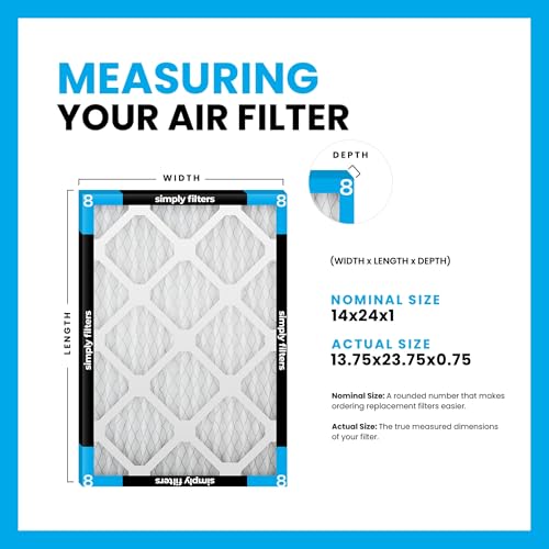 Simply 14x24x1 Air Filter, MERV 8, 4 Pack, Universal HVAC Replacement