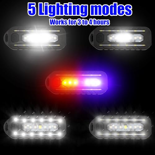 Police Chest Light for Night Walking, Tactical LED Vest Backpack Flashlight with Clip for Belt, Shoulder, Helmet, Bicycle Red Blue USB Rechargeable Torch, Bike Rear Warn Taillight for Riding