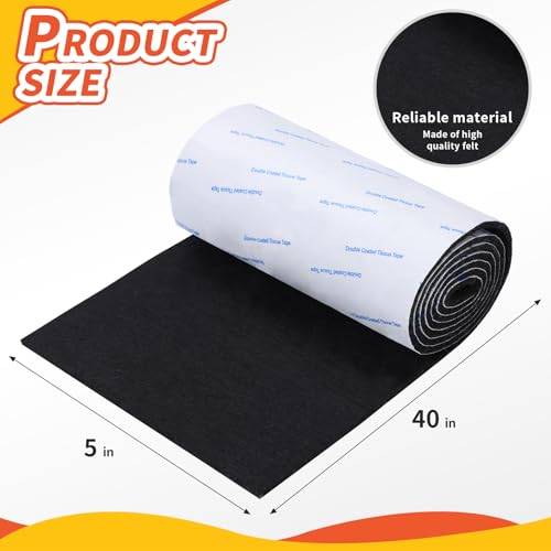 Black Felt Furniture Pads 40 x 5 Inch Self-Adhesive Floor Protectors - 1 Pack