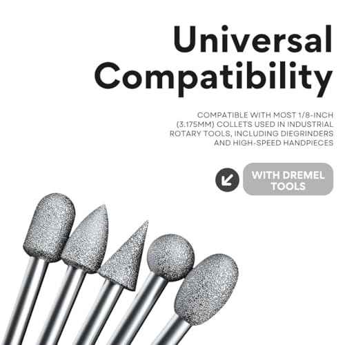 120-Grit Diamond Grinder Bit Compatible with Dremel Tools, Including 20 Pieces of 1/8-inch Drill bits for Carving and polishing on Stone, Glass, Ceramics, Resin, and Metal (Silver)