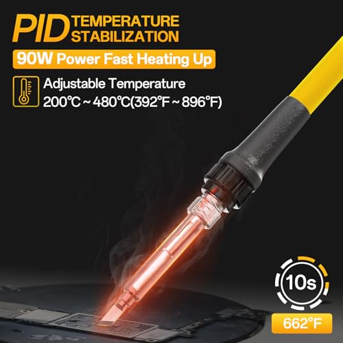 Bakon BK968 Soldering Station, 90W Soldering Station kit with 5 Soldering Iron Tip,Integrated Ceramic Heating Core, Temperature Range 392¢µ~896,Automatic Sleep Mode