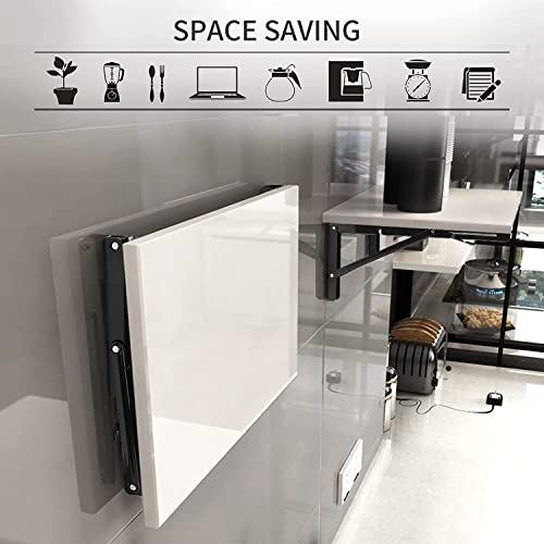 YUMORE 16 Inch Black Folding Heavy Duty Shelf Bracket 2 Pack