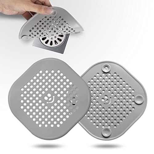 Couidl Gray Silicone Drain Hair Catcher for Shower & Sink – Pack of 2