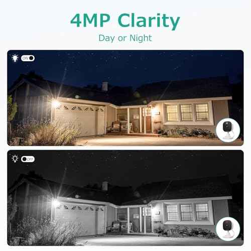 4MP Cameras for Home Security with Audio and Video, Outdoor Security Camera Indoor, 2.4g/5g Cameras for House/Pet/baby, Plug and Play, Work with Alexa, Support 128G Card Storage (Not Included), Wired