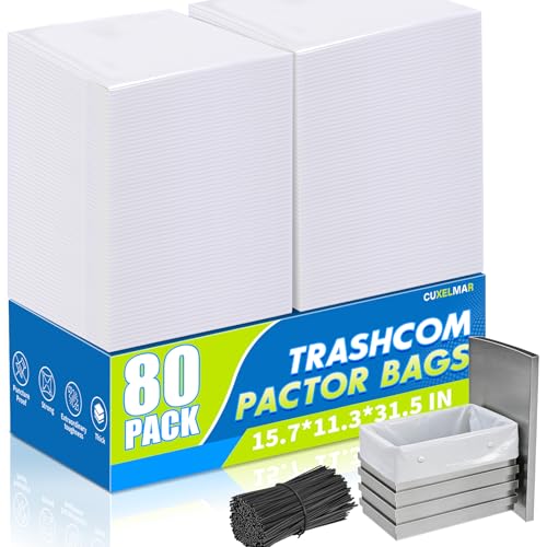 White 80-pack 2.6 mil Trash Compactor Bags, 15-in Fits Drawer Compactors with Twist Ties