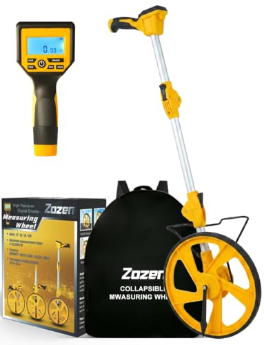 Zozen Yellow Measuring Wheel Digital Display – Imperial & Metric, 0.03% Accuracy