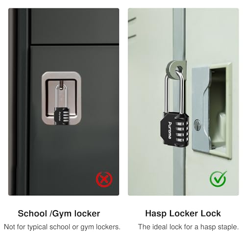Puroma 2-Pack 4-Digit Combination Padlocks for Gates & Sheds - Black, 2.6 Inch