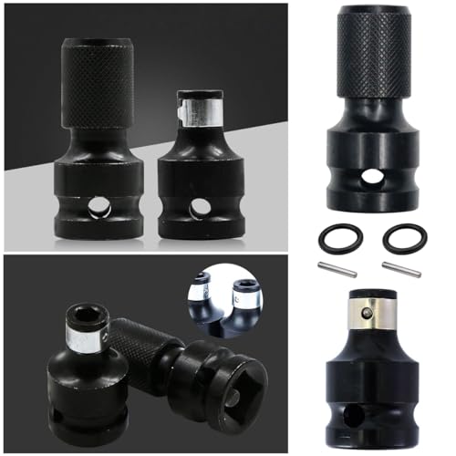 3 Pack Impact Wrench Adapter 1/2 inch Square Drive to 1/4 inch Hex Socket Converter Attachment Quick Release Drill Bit Holders Chunk Adaptor for Air and Electric Wrenches Ratchet Driver