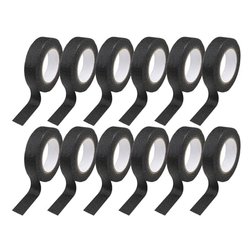 DIAO79NI- 12 Rolls Colored Masking Tape, Colored Painters Tape for Arts and Crafts, 0.6 inch x 15 Yard Drafting Tape, Craft Tape, Labeling Tape, Paper Tape, Colored Tape, Artist Tape (Black)