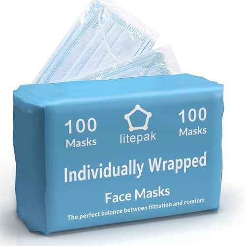 100pcs Premium Individually Wrapped Disposable Face Mask Black Premium Comfort Earloops Nose Wire