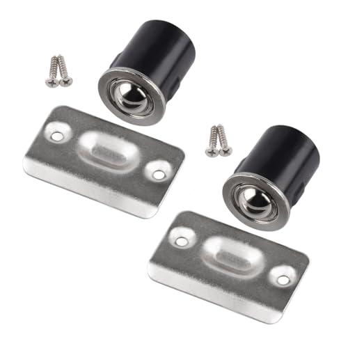 HOMOTEK 2 Pack Satin Nickel Drive-In Ball Catch for Closet Doors, Adjustable Tension