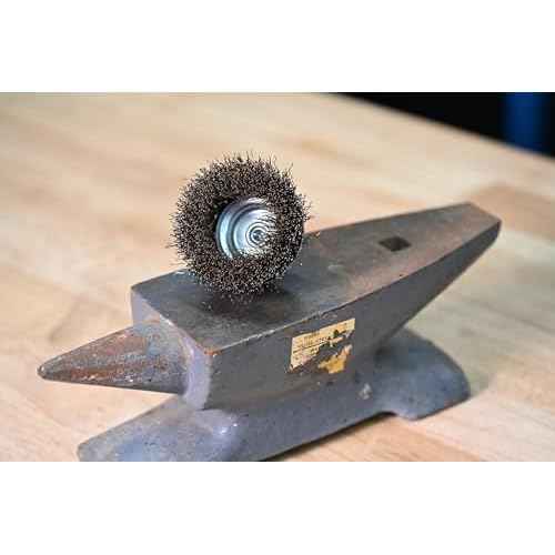 Century Drill & Tool 76223 Fine Crimped Cup Wire Brush, 2-3/4" ? Removes Rust, Paint, Weld Spatter, Cleans Pipes & Fittings, Heat-Treated Steel, Quick-Change Shank