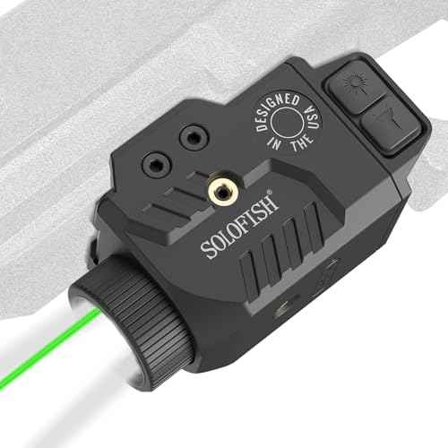 Solofish 800lm Pistol Light Laser Combo with Adjustable Rail, Shockproof Green Laser Sight and Gun Light with Strobe Function, Rechargeable