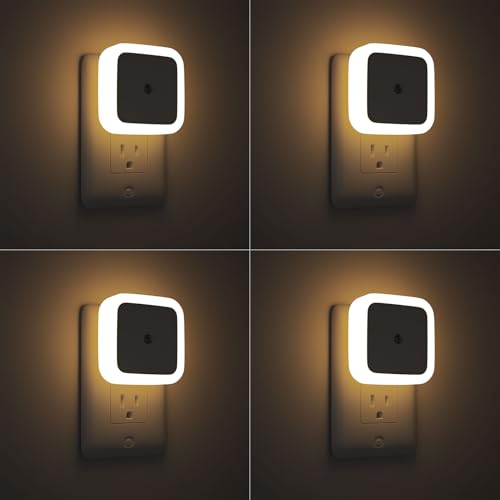Sujeet Warm White Night Light 4-Pack Plug-in Dusk to Dawn Wall Night Lights