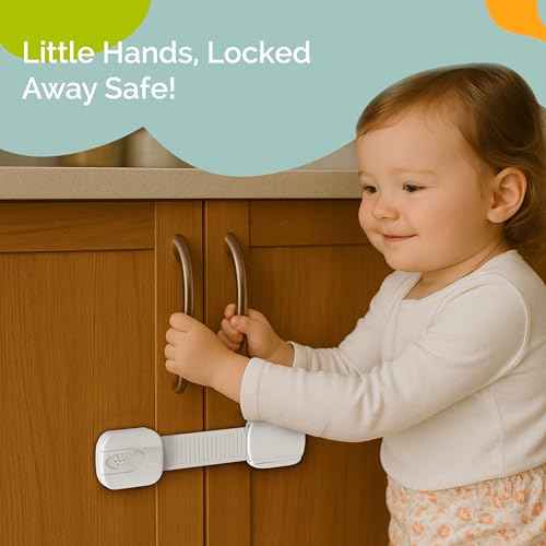 Yolay Child Proof Cabinet Locks Baby Proofing (12-Pack) Child Safety Locks with Baby Proof Multi-Purpose Lock for Cabinets, Drawers, Fridge, Trash Can, Cupboard with Adhesive Drawer Door Latches