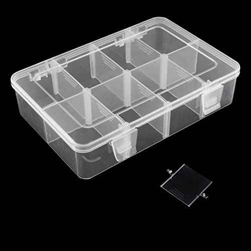 1 Pack Plastic 8-Grid Case Hard Plastic Storage Box with Detachable Blank for Small Parts,Hardware Tool Parts(7.28 * 4.88 * 1.6 inch)