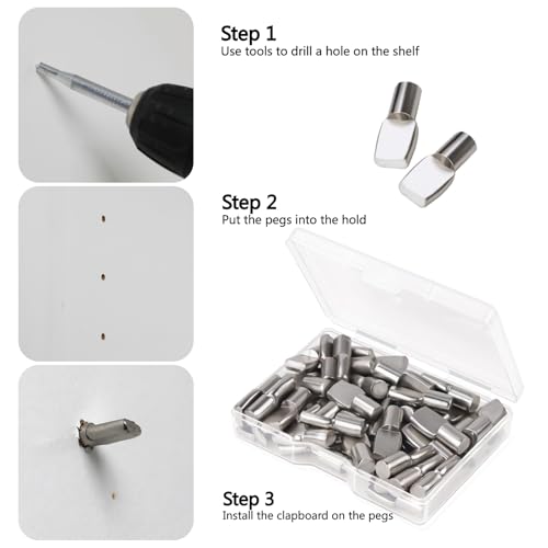 RiseQuintador 50 Pack 5mm Metal Shelf Support Pegs Flat Spoon Design for Wood Shelving
