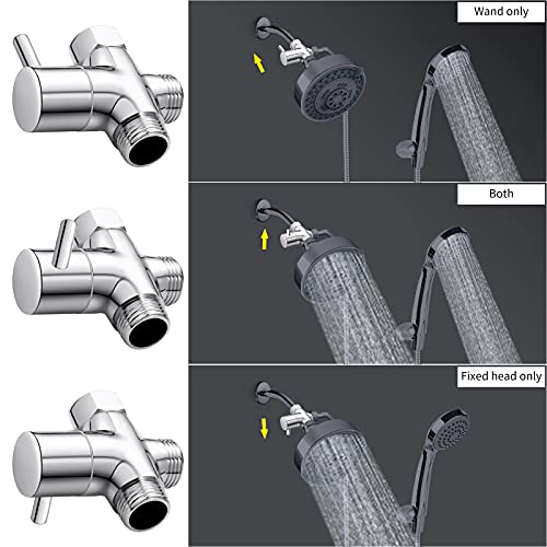 Mathtoxyz Chrome Finish G1/2" 3-Way Shower Diverter Valve for Handheld & Fixed Showerheads