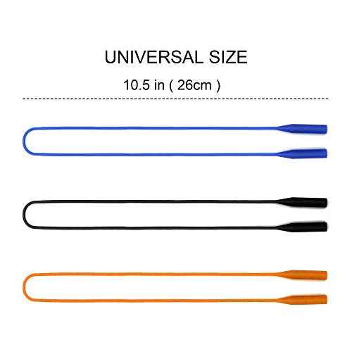 JM Elastic Silicone Eyeglasses Strap Holder Waterproof Glasses Retainer, Sports Sunglasses Chain 3 Pack Women Men Kids