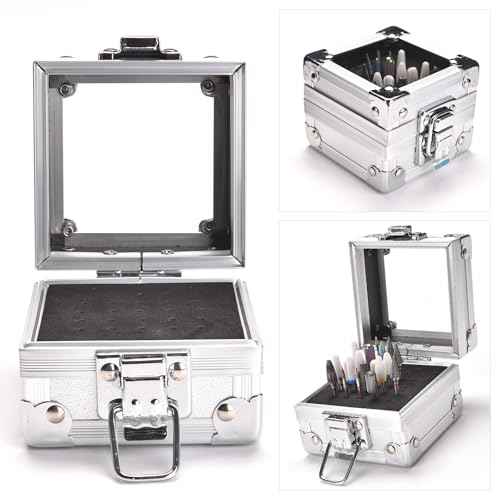 Nail Drill Bits Box Container 25 Hole Professional Nail Sander Storage Box Nail Art Tools Storage Container Nail Art Tools for Nail Art Sander Drill Bits Display Container (Silver)
