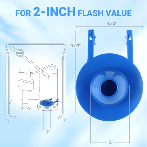 WINONLY Blue 2-Inch Toilet Flapper Replacement - Compatible with Most American Standard Kohler Toto Fluidmaster Gerber Toilets, Water-Saving Rubber Flush Valve, 1 Pack