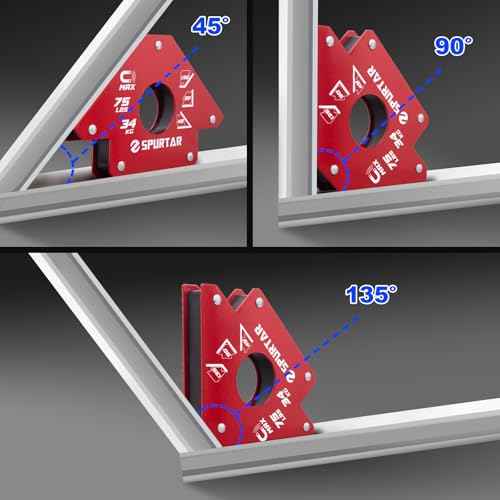 Spurtar Welding Magnets 75lbs 6pcs, Heavy Duty Welding Magnets and Clamps, Strong Magnetic Clamp Holder Tools and Accessories 45, 90, 135 Degree