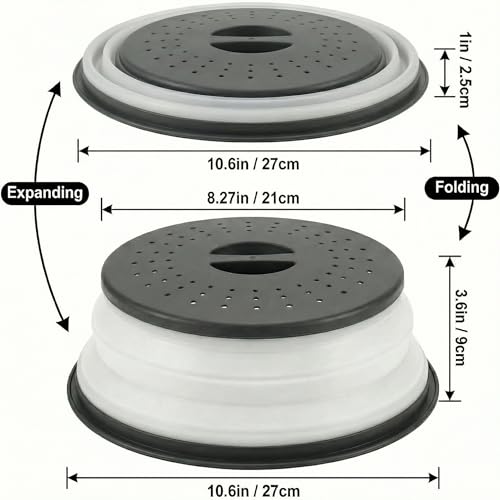 WENWELL Black Collapsible Microwave Splatter Cover 10.5 Inch